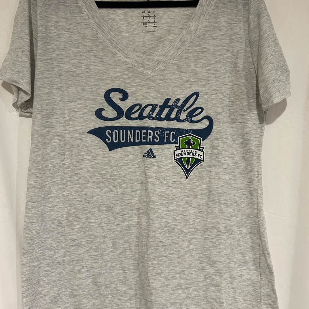 Adidas Gray T-Shirt with Blue Logo